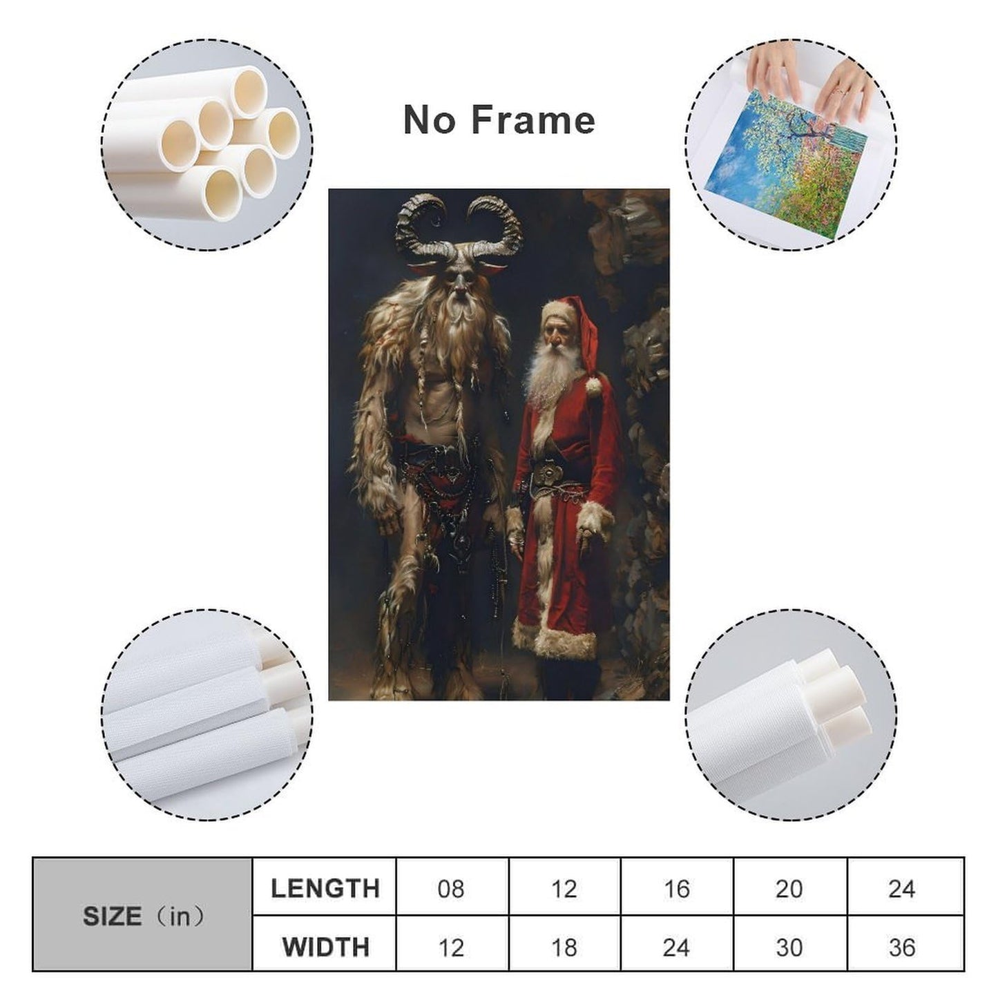 Saint Nicholas And Krampus Alpine Folklore Canvas Printing Wall Art Prints Festive Posters Scandinavian Rustic Style Christmas Yule Theme Wall Decor Living Room Bedroom Office Gift 12x18inch(30x45cm)