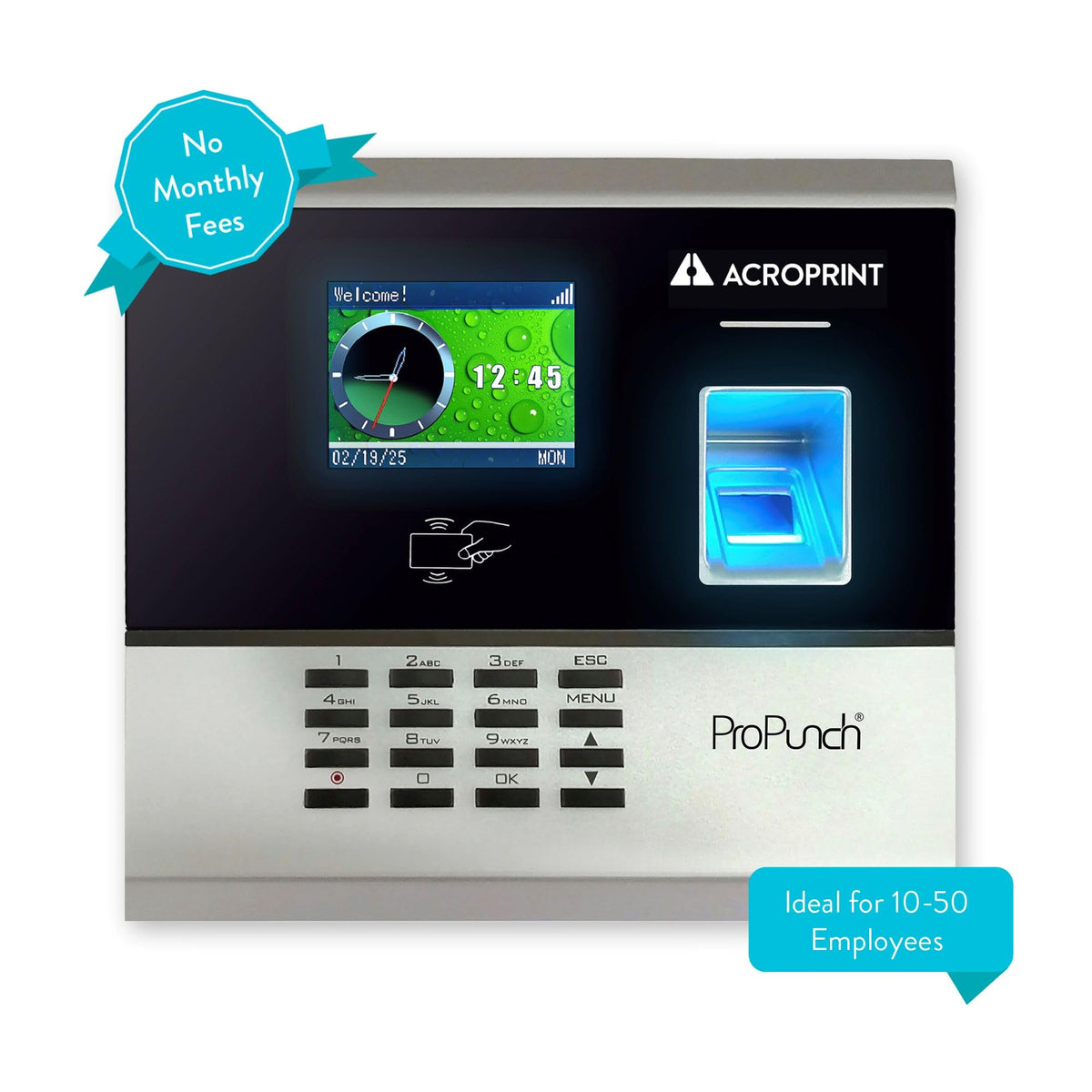 Acroprint ProPunch Time Clock System for Employees – Biometric Fingerprint Time Clock for Small Business, No Monthly Fees, Advanced Time Card Machine with Employee Time Tracker