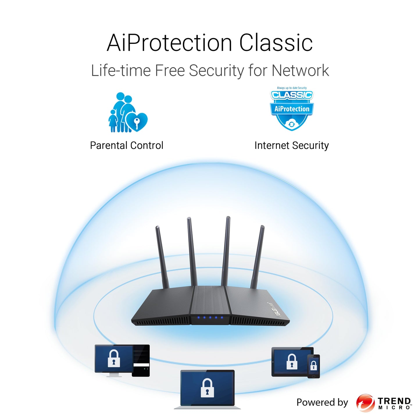 ASUS RT-AX3000S Dual Band WiFi 6 Extendable Router, Instant Guard, Parental Control Scheduling, Built-in VPN, AiMesh Compatible