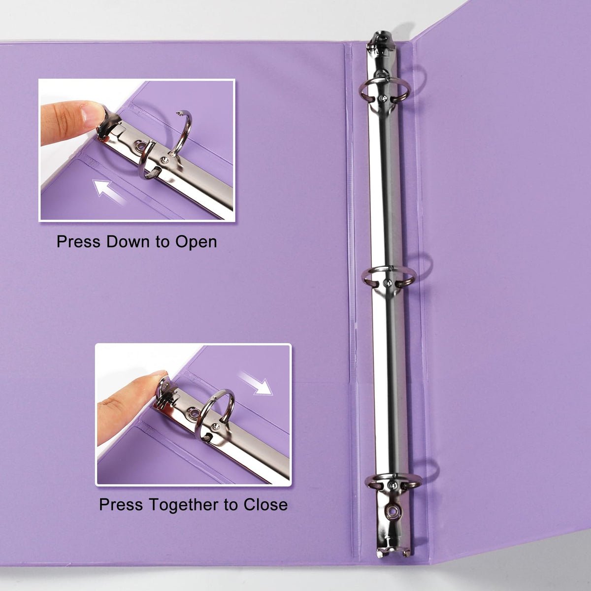 COMIX Standard 3 Ring Binder 1 inch with Clear View Cover, 1" Round Ring View Binder Holds 200 Sheets of US Letter Size Paper for School Office Supplies, 6 Pack (Pale Purple)