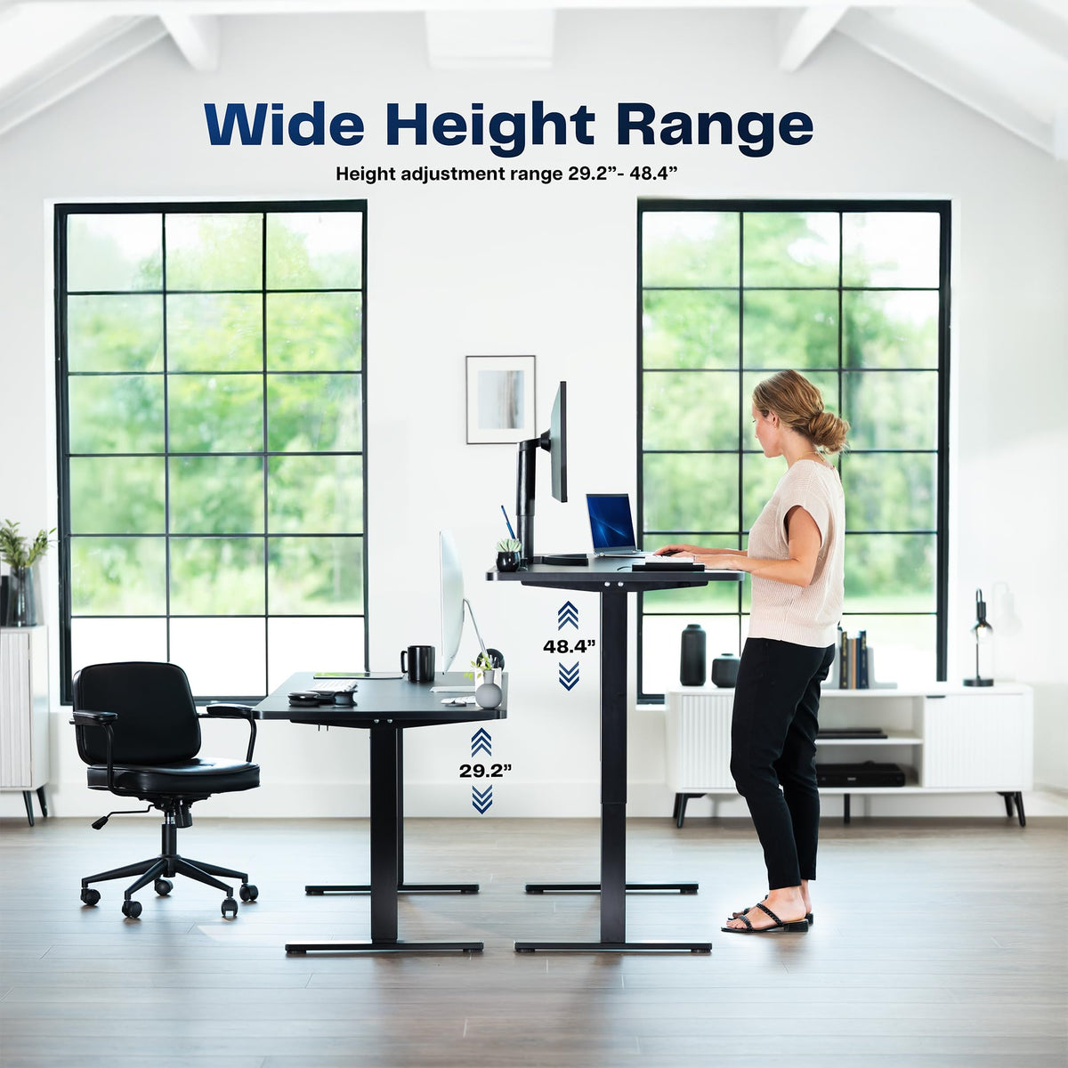 VIVO Electric 60 x 30 in Standing Desk, Memory Height Adjustment, 1B Series, Holds 220 lbs, Black Top Black Frame, DESK-KIT-1B6B-30