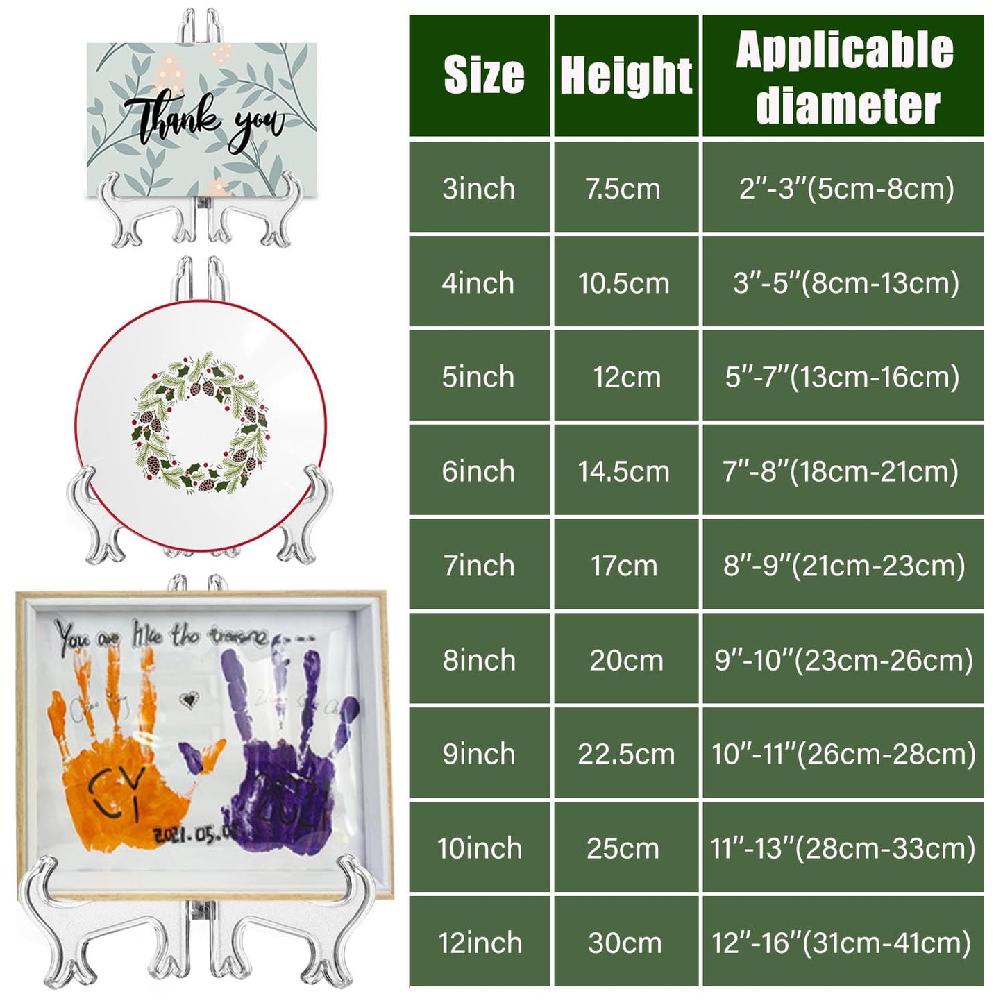 LonlyEagle 4 Pack 12 Inch Clear Plastic Easels or Stand/Plate Holders to Display Pictures or Other Items at Weddings, Plate Stands for Home Decoration, Birthday, Tables