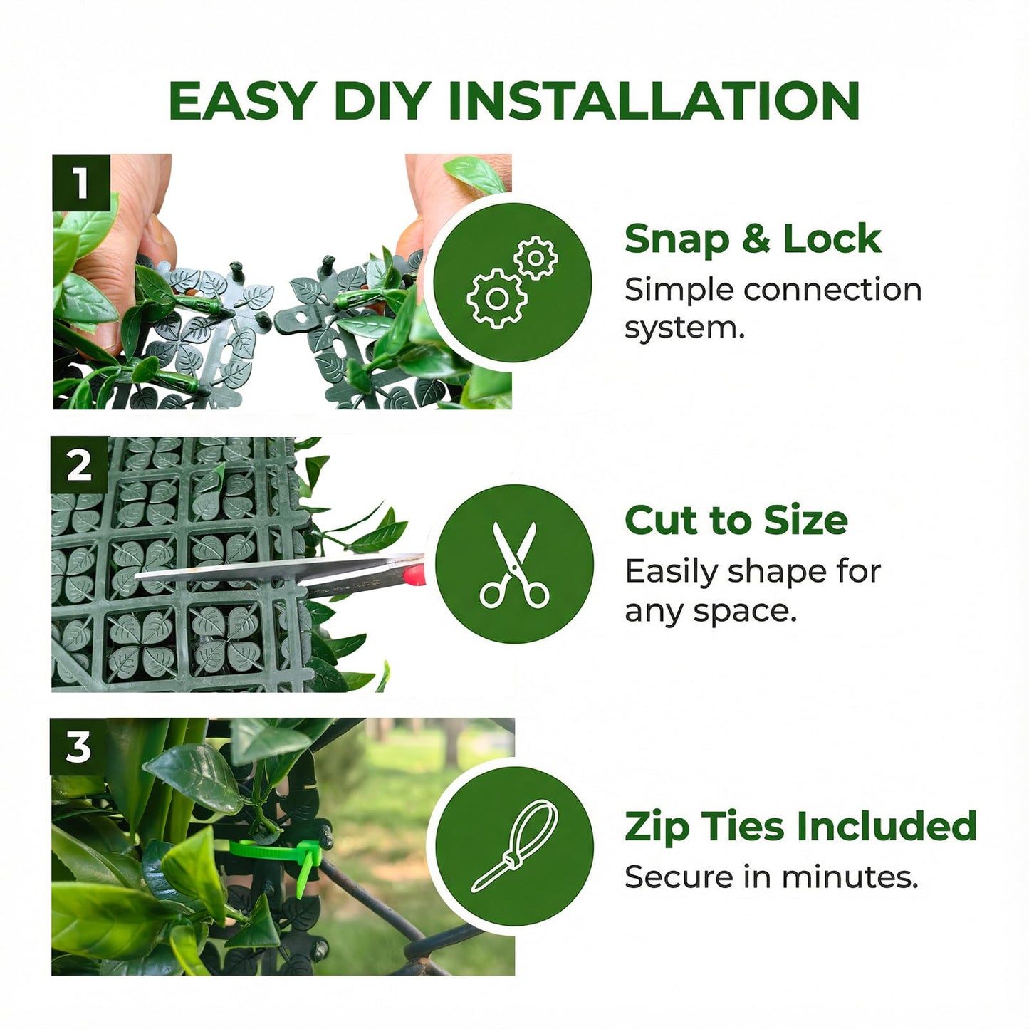 FOSZMAC Artificial Plant Wall Panels, 40"x 40" Greenery Boxwood Panels with UV Protection, Faux Grass Ivy Privacy Screen Fence, Grass Wall Backdrop for Indoor Outdoor Garden Backyard Decor