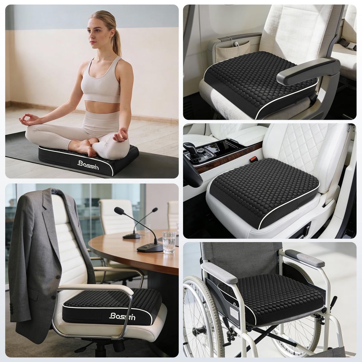 Extra Large Office Chair Cushion (19"x17"x3"), Seat Cushion with Honeycomb Message Dots & High-Resilient Foam for Back & Tailbone Pain Relief, Butt Pillow for Long Sitting, Car Seat, Wheelchair, Floor