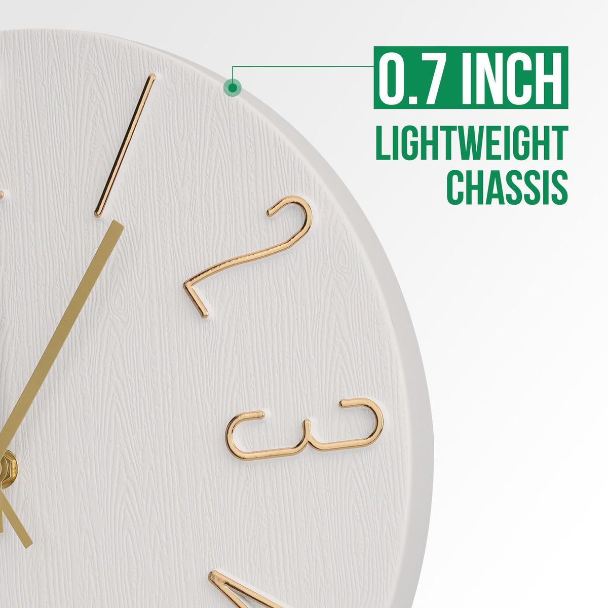 bakbrand Wall Clock 12 Inch Silent Non-Ticking Imitation Wood Indoor Clock Round White Decor Clock Modern 3D Figures Quartz Wall Clocks for Home, Hotel, Office, School, Bedroom, Living Room, Kitchen