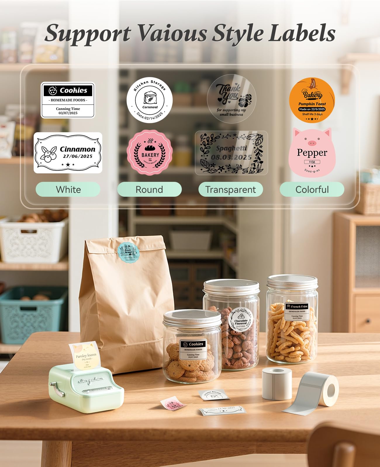 NIIMBOT B21 Label Printer,Bluetooth Thermal Label Maker,Ideal for Home Organization,Business,Ofice,50x30mm Labels(Mint Green)