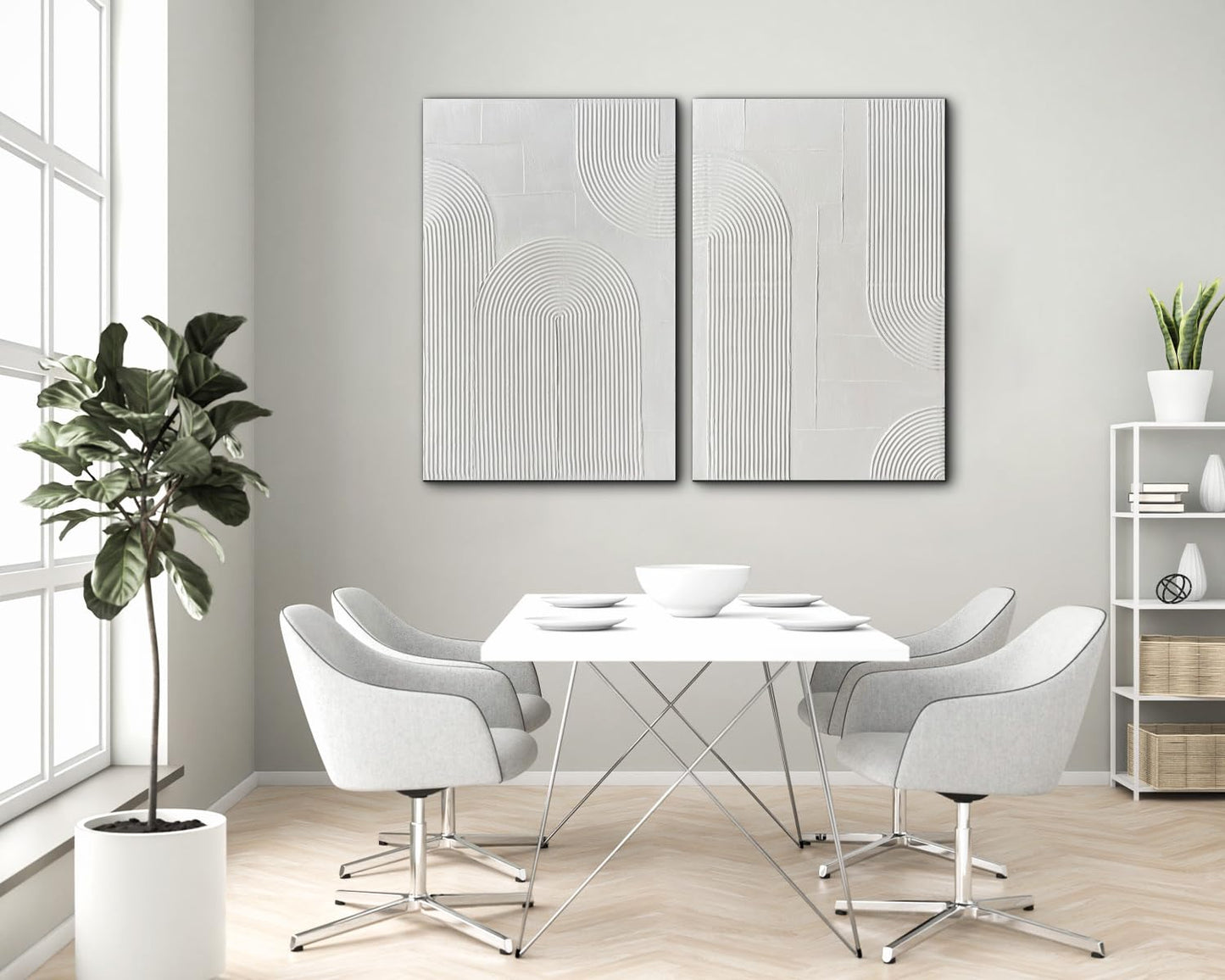 Creespi White Textured Wall Art - Hand Painted Abstract Oil Painting On Canvas 24x36 inch,Modern Minimalist Art Painting for Wall Décor