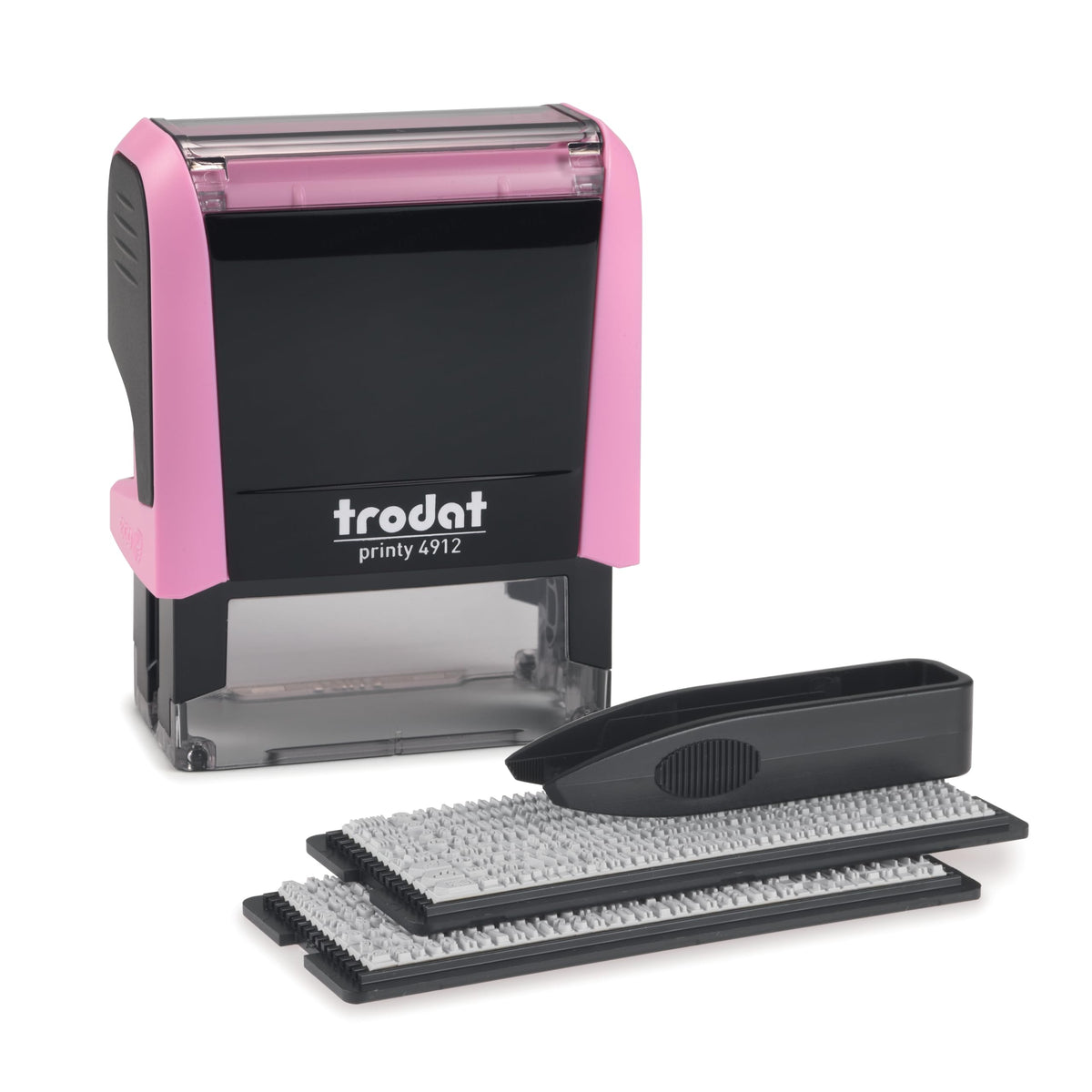 Trodat Printy 4912 Self Inking Do it Yourself (DIY) 4 line Personalized Custom Message or Address Stamp kit with Black Ink, Impression Size: 3/4” x 1-7/8” inch (Pink)