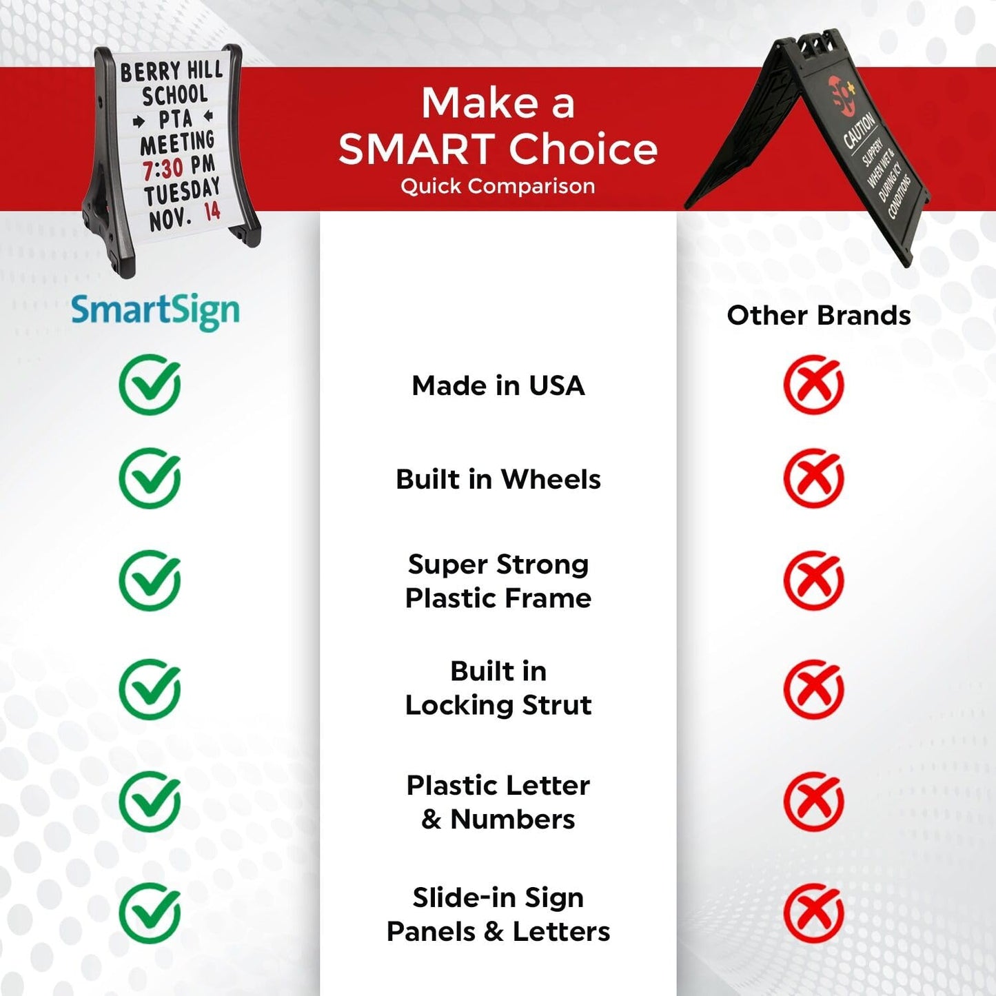SmartSign 24"x36" Changeable Message Board Sidewalk Sign, Standard Portable A-Frame Sign & Letter Kit for Outdoor, Business, Large Black Standing Frame with Wheels, USA-Made