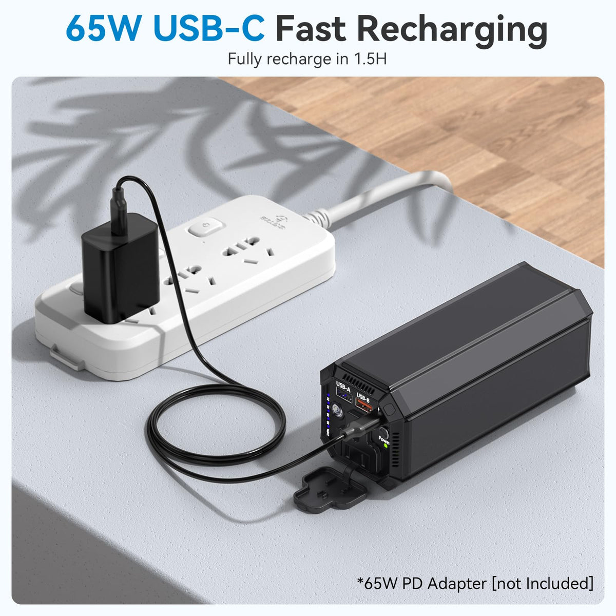 Portable Power Bank with AC Outlet, 100W Portable Laptop Charger, 98Wh/27000mAh High Capacity with 65W PD USB C Laptop Battery Bank, Backup Power Source for Business Travel and Outdoor Activities
