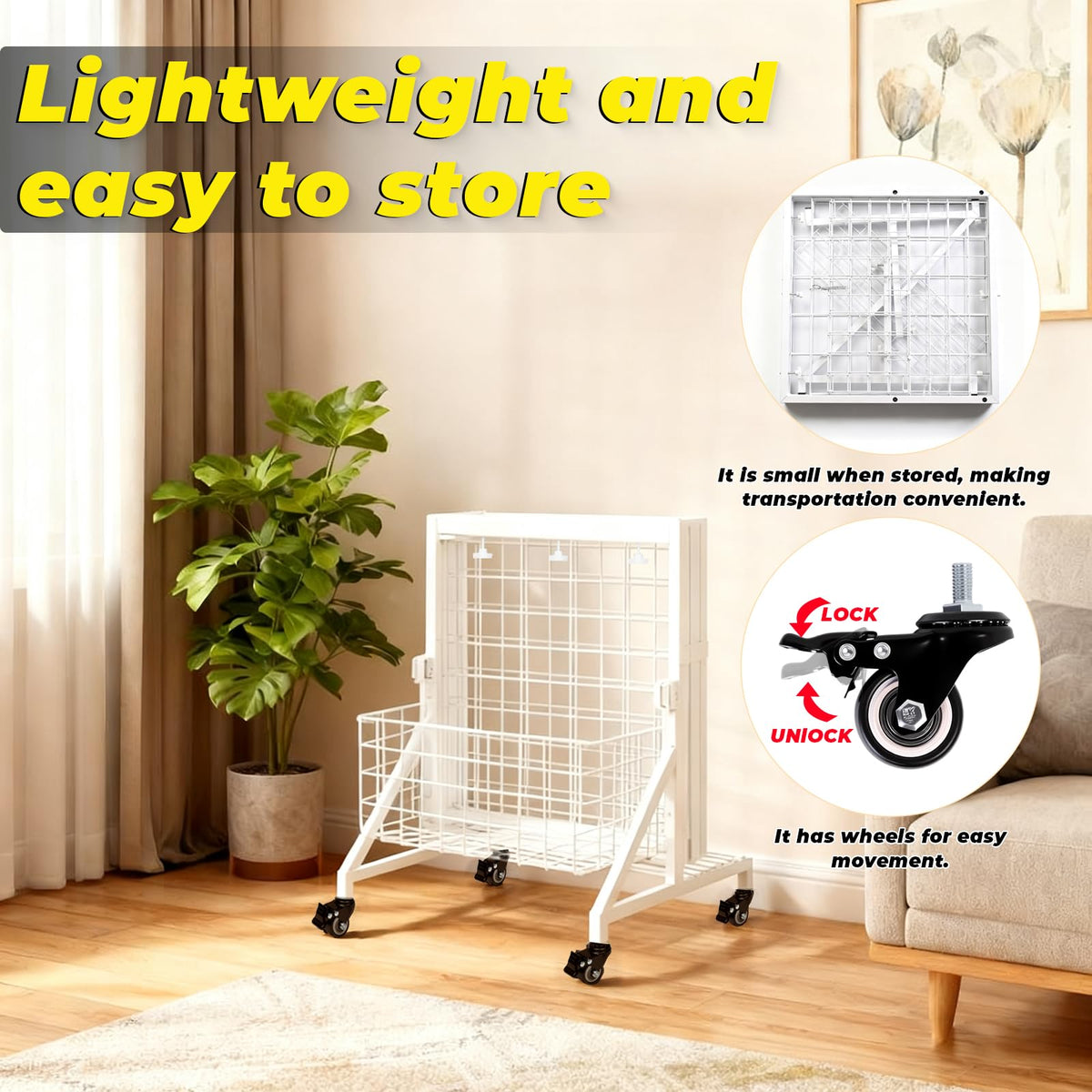 APshouhu Foldable Grid Wall Panels, Gridwall Panels with Folding Baskets, Tool-Free Assembly and Folding, for Storage and Retail Merchandise Display (White)