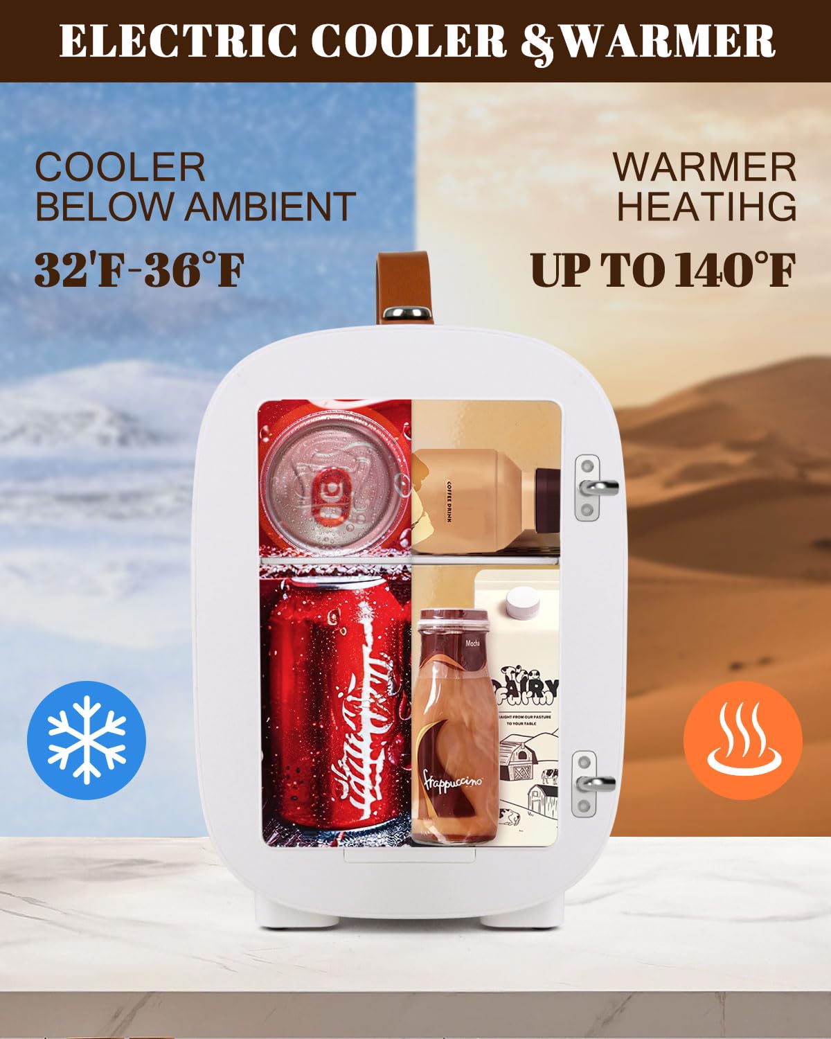 FANSEXPERT Mini Fridge for Bedroom, 4 Liter/6 Cans Skin Care Fridge Small Refrigerator, AC/DC Portable Mini Cooler & Warmer, Small Cosmetic Fridge for Camping, Dorm, Office, Car (White)