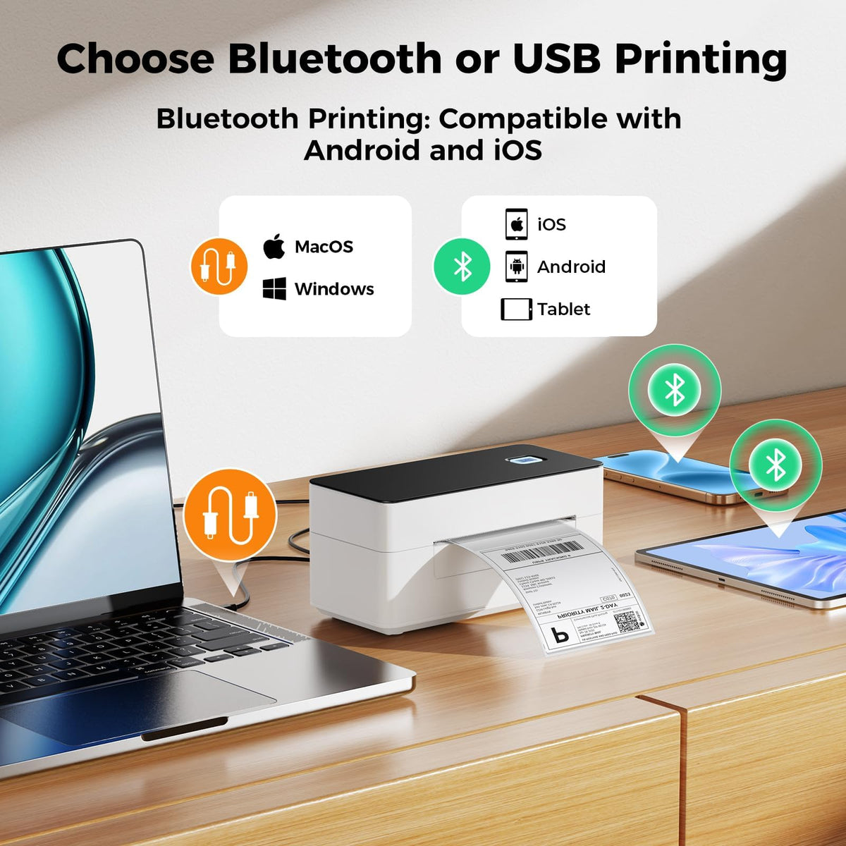 SVANTTO Bluetooth Shipping Label Printer 4x6, Compatible with Windows/Mac/Android/iOS, High-Speed 4x6 Thermal Label Printer for USPS, UPS, Etsy, Shopify, Poshmark, Inkless Printing