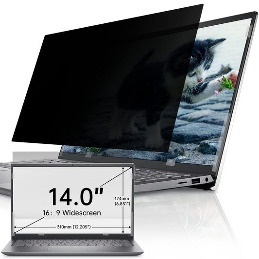 IPROKKO Laptop Privacy Screen 14 Inch 16:9 Aspect, Compatible with HP, Dell, Acer, Asus, Samsung, Lenovo Yoga & More, Removable Anti Blue Light Glare Spy Computer Monitor Filter Security Shield