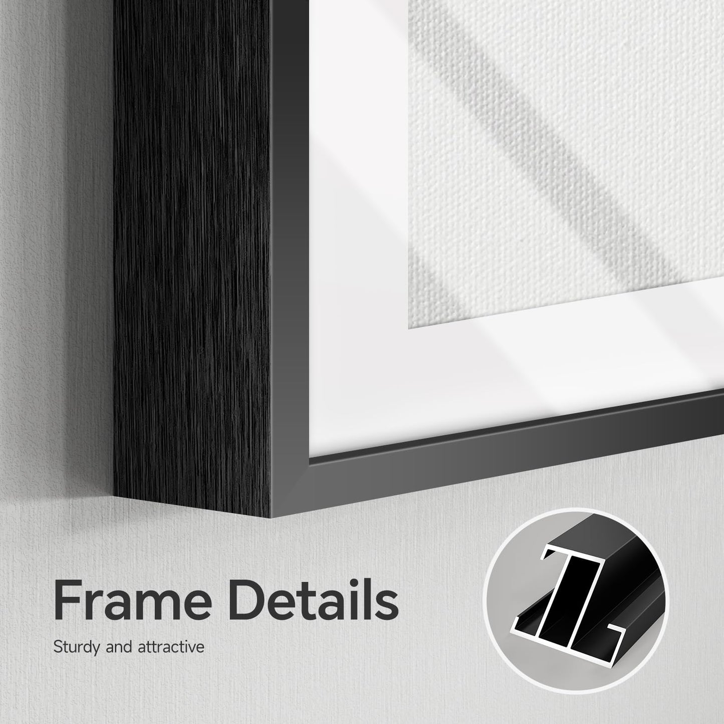 Framed Modern Canvas Wall Art Set of 4 Piece, Black and White Abstract Picture Prints, Geometric Line Minimalist Paintings Artwork for Bedroom, Living Room, Hallway and Office 12x12 Inch
