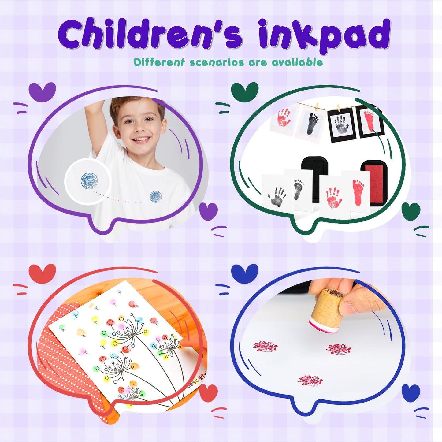 Large Oil Ink Pads for Kids Washable Craft Ink Stamp Pads,12 Color DIY Clear Embossing Ink Pad for Clothes,Baby Footprint Handprint,Rubber Stamps, Paper, Scrapbooking,Best Gift for Kids and Adult