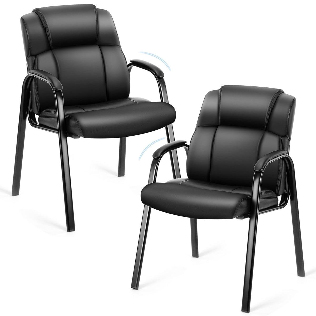 Simple Deluxe Leather Guest Chair with Padded Arm 2 Pack, Rest for Office Reception, Waiting Room, Meeting Conference, Lobby Home Desk Table Side Chairs for Seniors, Elderly