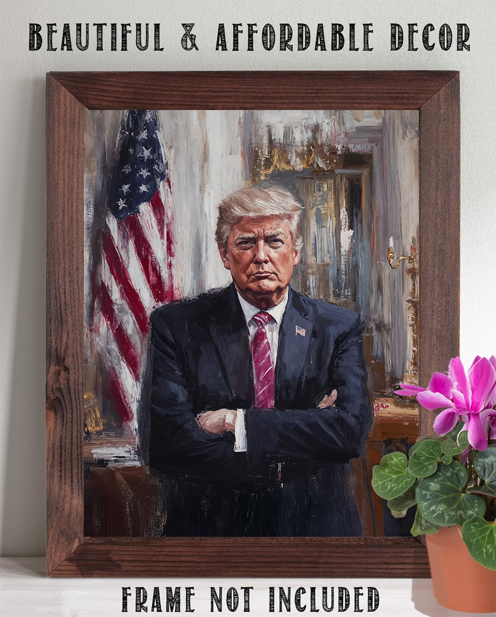 Commander in Chief - Painterly Portrait of Donald Trump 11x14 Unframed Print, Classic Trump Leadership Poster, Patriotic Trump Wall Decor, Political Office Wall Art, Gifts for Trump Supporters