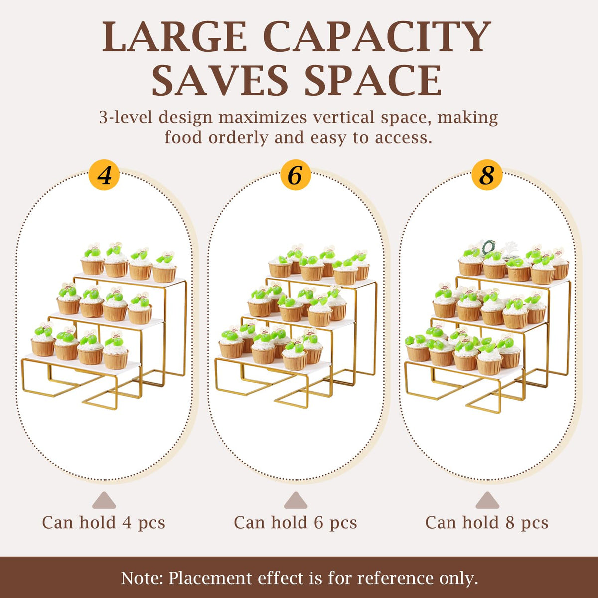 AIJIDIWO 12 Inch 3 Tier Serving Stand Polypropylene Serving Platter Tier Serving Trays with Collapsible Sturdier Rack, Serving Dishes and Platters for Thanksgiving, Christmas, Entertaining, Gold,