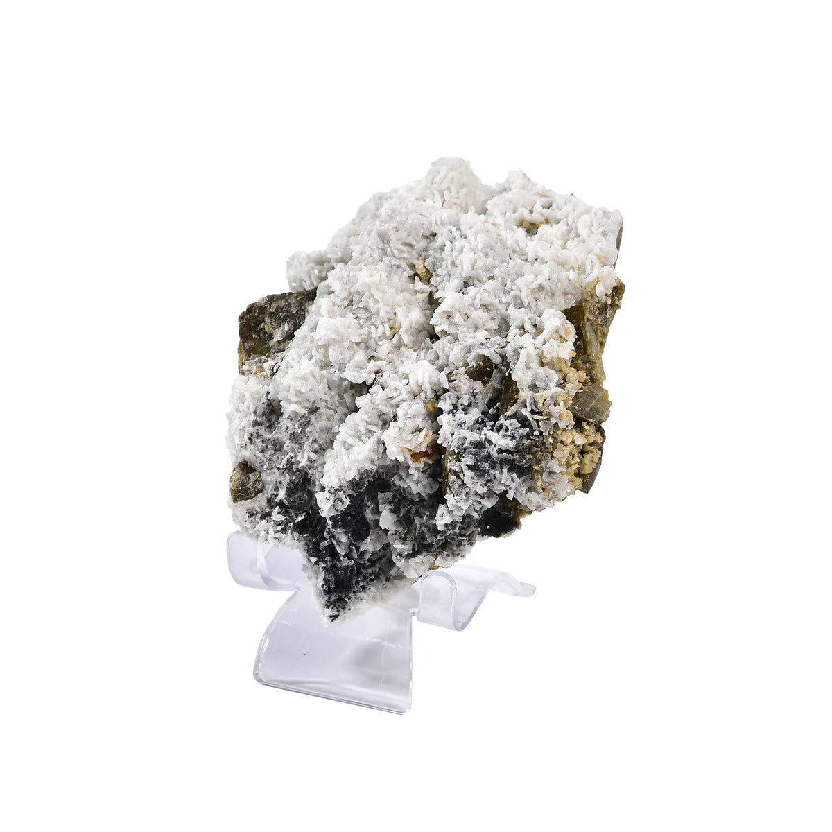 AMOYSTONE Indoor Decorative Stone Ornaments Siderite Large Quartz Ore Specimen Healing Calming Effects for Crystal Healer Lover (Grey-White 1.3-1.7 Pounds with Rack)