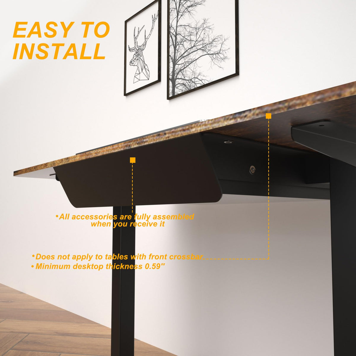 Gaxomo Under Desk Mounted Sliding Drawer with 60 Degree Tilt Panel to Pull Out, 15'' Long & 9'' deep Large Storage Organizer for Sit Stand Workstation