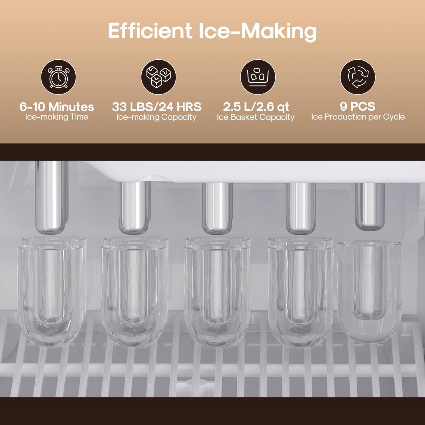 ICEPURE 3-in-1 Water Dispenser with Built-in Ice Maker, Water Cooler Dispenser for 5 Gallon Bottle Top Loading, Hot and Cold Water Dispenser with Child Lock for Home and Office, 33lbs/24H