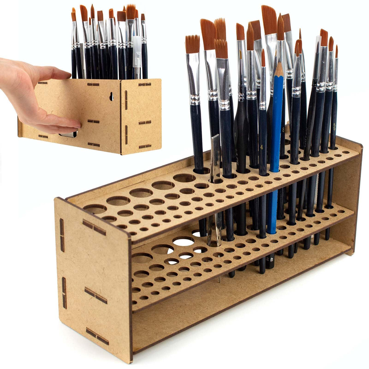 PROSCALE Tool & Brush Organizer for Miniatures & Modeling, Versatile Tabletop or Wall Holder with Multi-Size Holes for Hobby Tools, Files and Accessories
