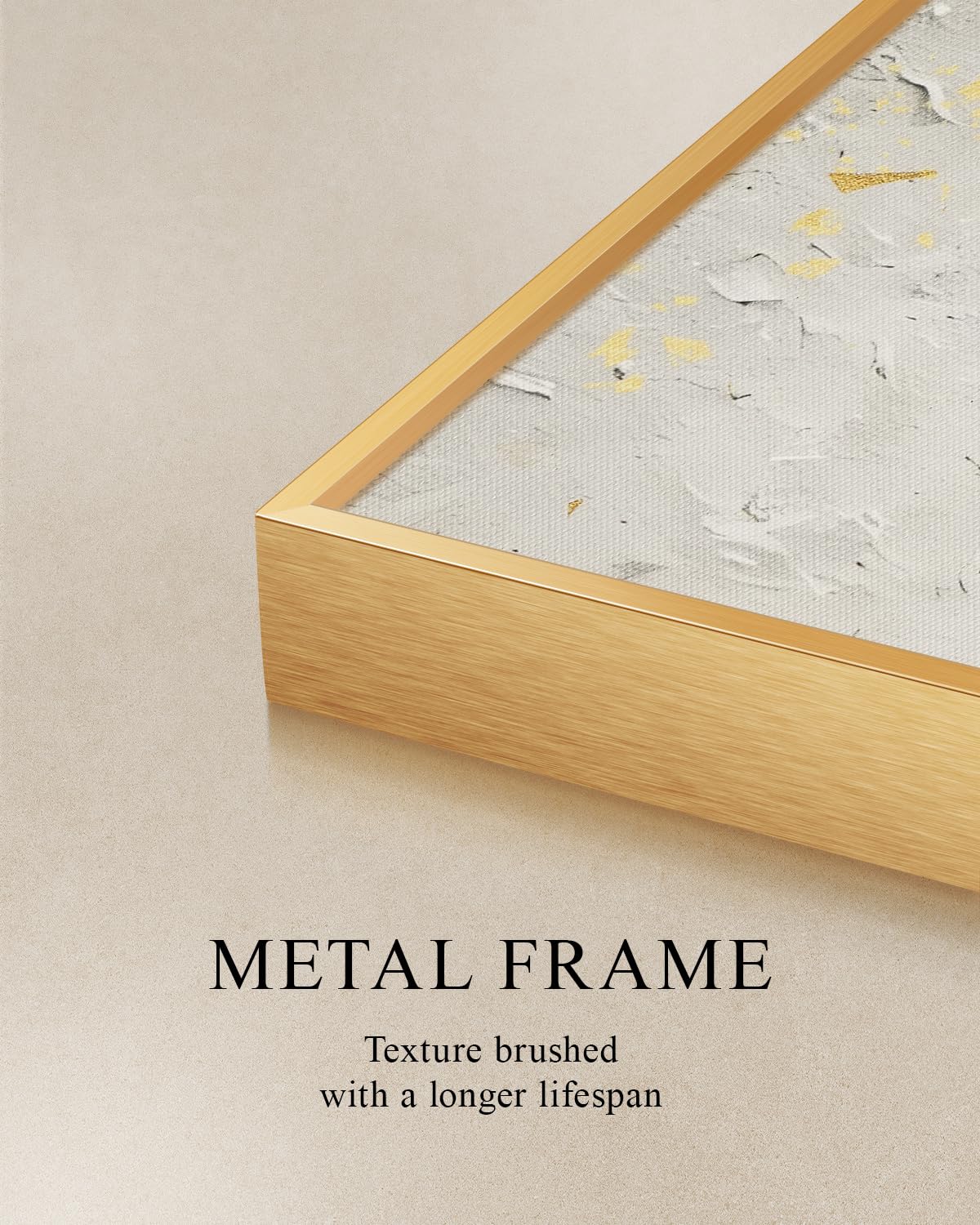 VIYYIEA Metal Framed 3D Texture Large Wall Art Set 3 Pcs Modern Neutral Artwork Abstract Gold Textured Painting Canvas Print for Living Room Bedroom Dining Room Office Gallery - 16x24 inch