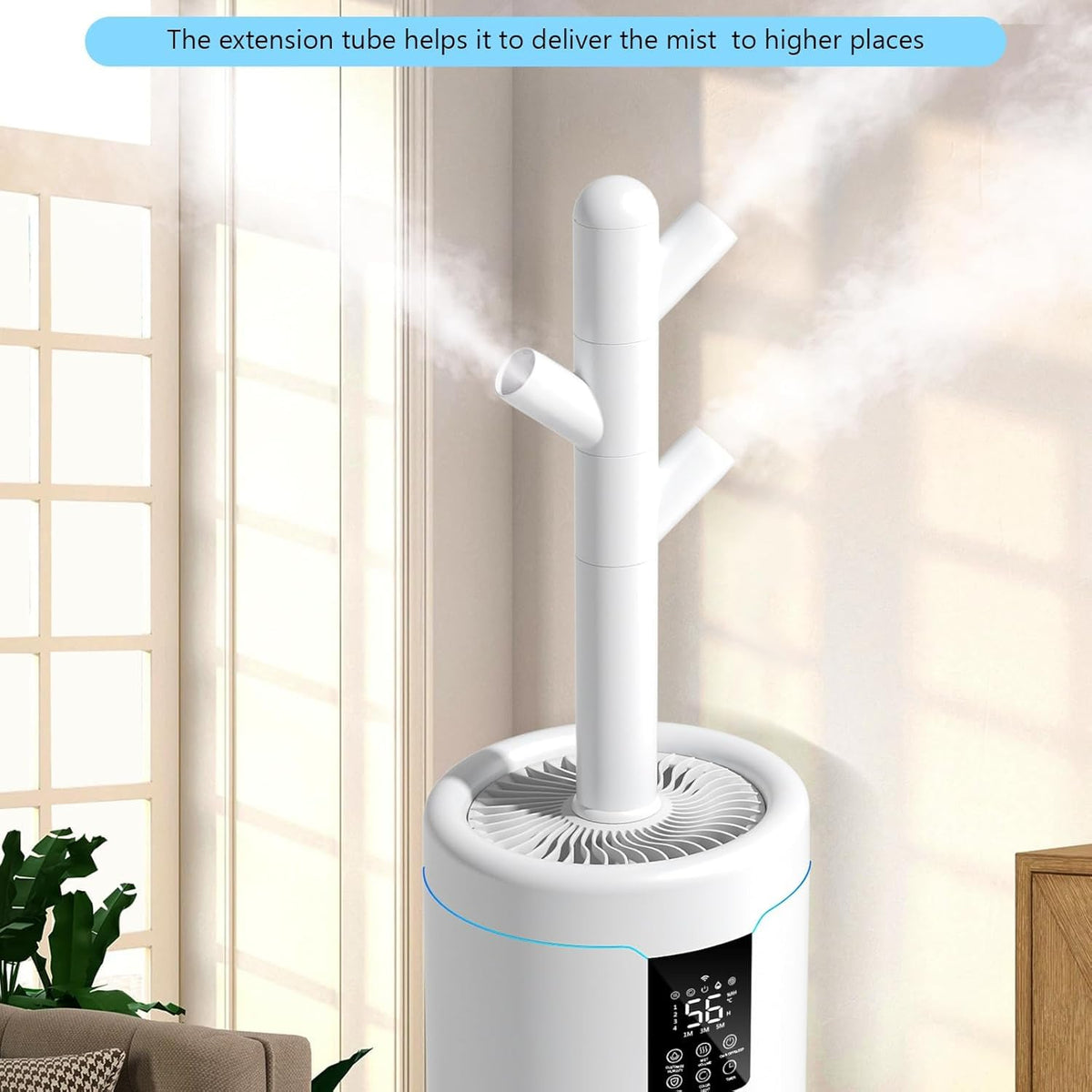 17L/4.5Gal Large Humidifiers for Bedroom 2000 sq ft, Quiet Humidifiers for Large Room, Floor Humidifier with 4 Mist Mode & Extension Tube for Home Whole House School Office Commercial Plants