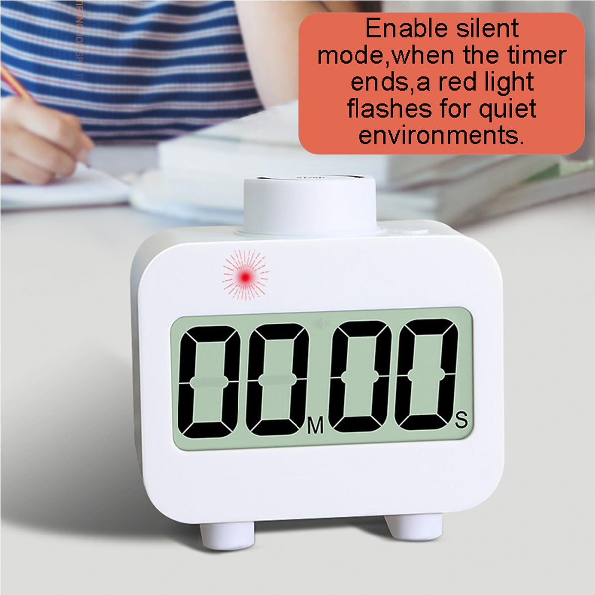 Digital Kitchen Timer for Cooking with Rotating Knob for Preset time, 99 Minute Timers for Kids/Classroom with Alam or Flashing Light During Silence, Count Up/Down Timer,White
