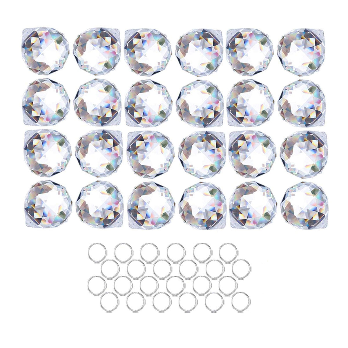 HDCRYSTALGIFTS Crystalsuncatcher 24pcs Clear Crystal Ball Prism Suncatcher Rainbow Pendants Maker, Hanging Crystals Prisms for Windows,20mm