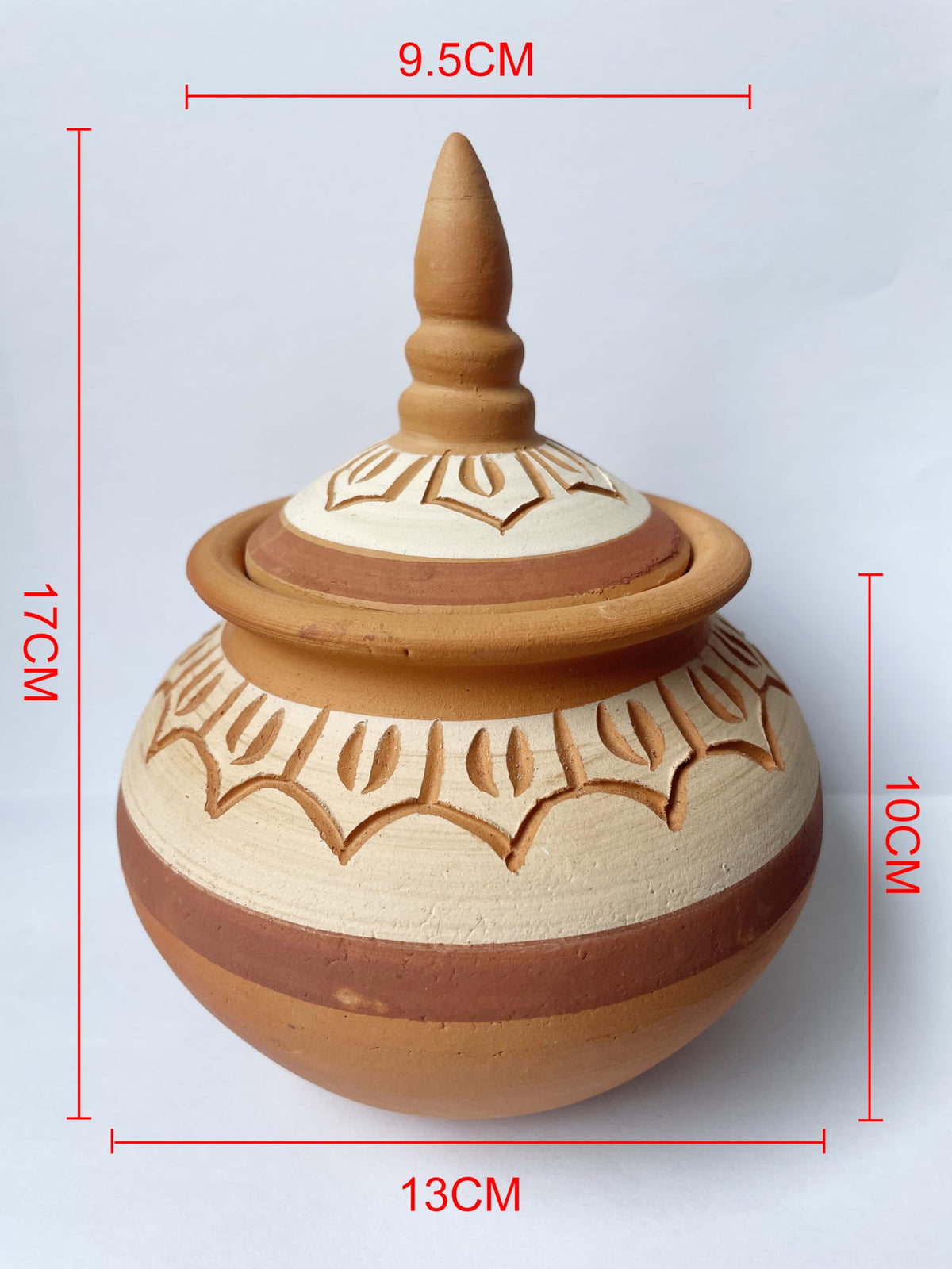 YISSEN RISEON Handmade Terracotta Salt Storage Container with Lid Decorative Canister Jar, Candy Container Holder Countertop Organizer, Farmhouse Kitchen Terra cotta Decor