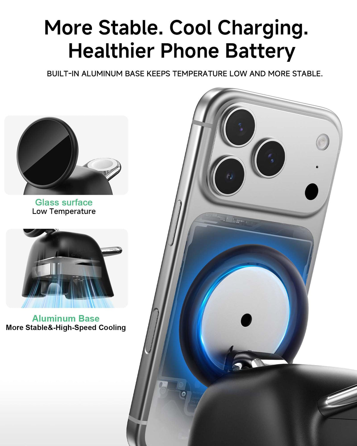 2026 Magnetic Wireless Charging Station, 15W Ultra-Fast Charger Stand for iPhone 17 16 15 14 13 12 Pro Max, 5W for Apple Watch&Airpods, 2-in-1 Foldable Charger for Home/Office/Travel(with 30W Adapter)