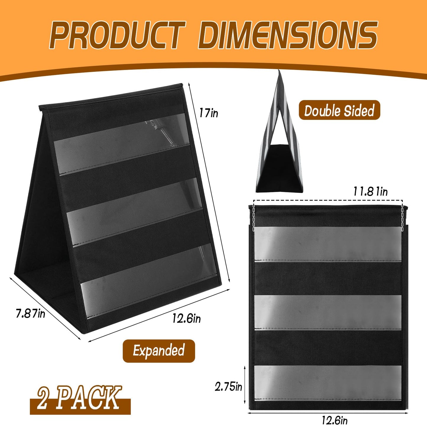 HFYZZ 2 Pack 3 Layers Double Sided Bookmark Display Stand, Portable Assembless Bookmark Holder for Vendor Events, Tabletop Pocket Chart for Business Vendor, Retail Store Shop, Classroom, Black