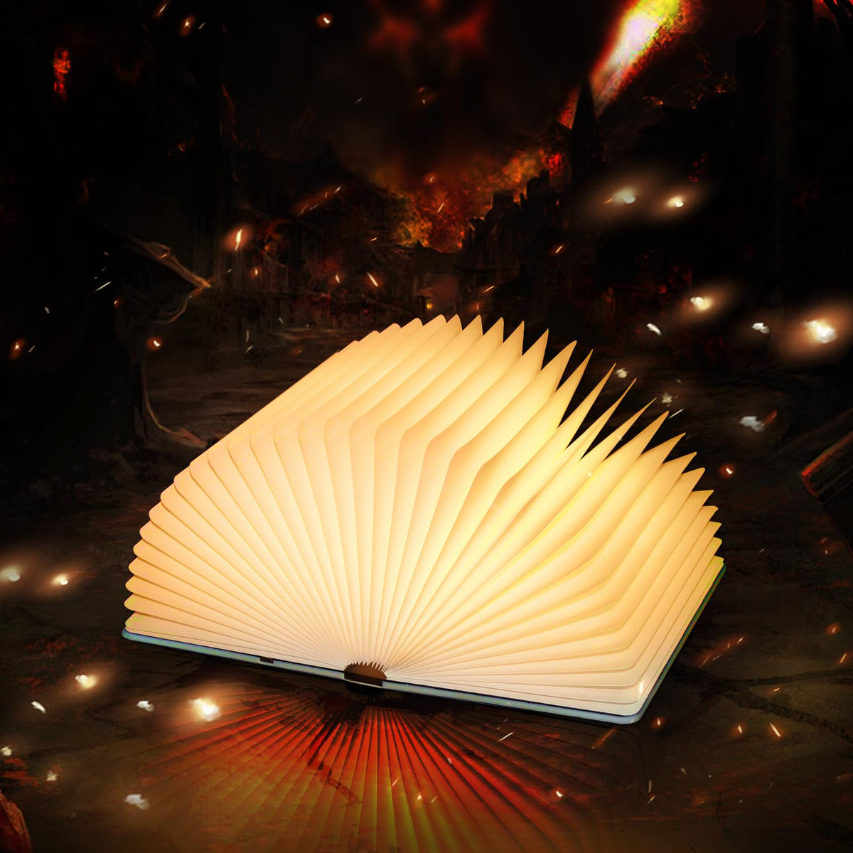 QXMGCBOK Retro Folding Book Lamp,Novelty LED Night Light,Relief 3-Color Desk lamp, Gift for Book Lovers and Librarians (Small Size)