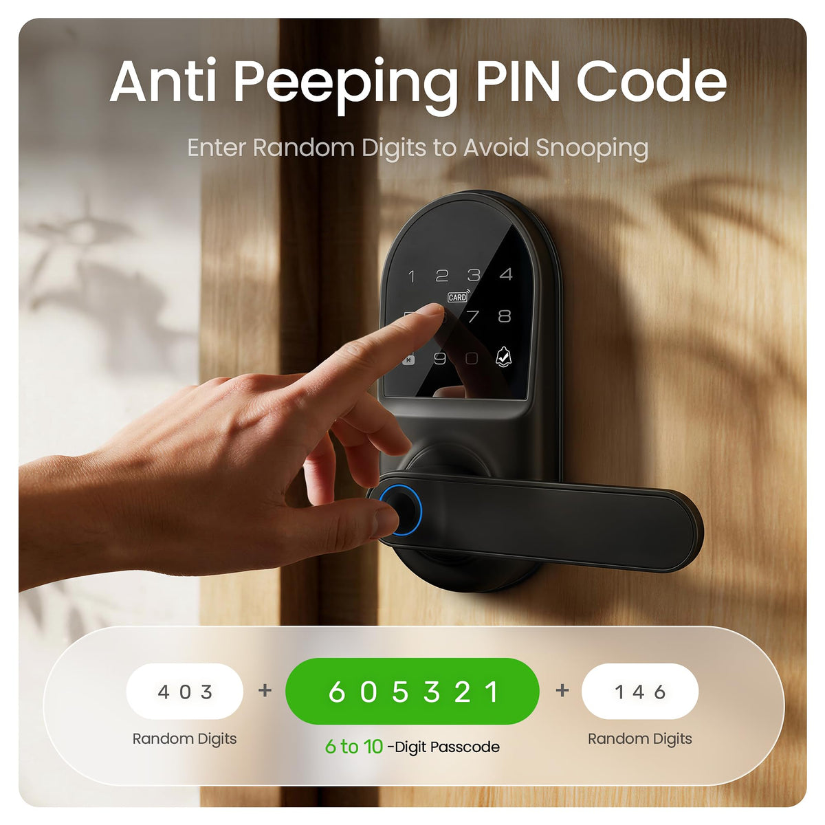 Leydebong Smart Door Handle Lock with Keypad, Fingerprint Smart Knob - Electronic Lock with Code, IC Card, App Control for Front, Interior, Exterior & Bedroom Door - DIY Installation