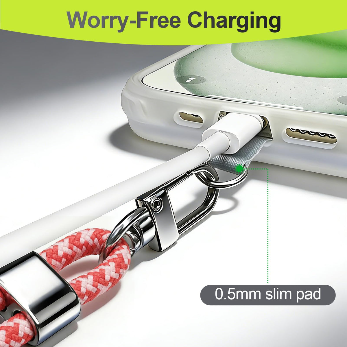 ZOYTONE Phone Lanyard & Phone Wrist Strap, 3 in 1 Adjustable Anti Theft Phone Strap for Cell Phone Lanyard, Convertible Crossbody Strap with Locking Knob for Travel Hiking Cycling Climbing (Pink)
