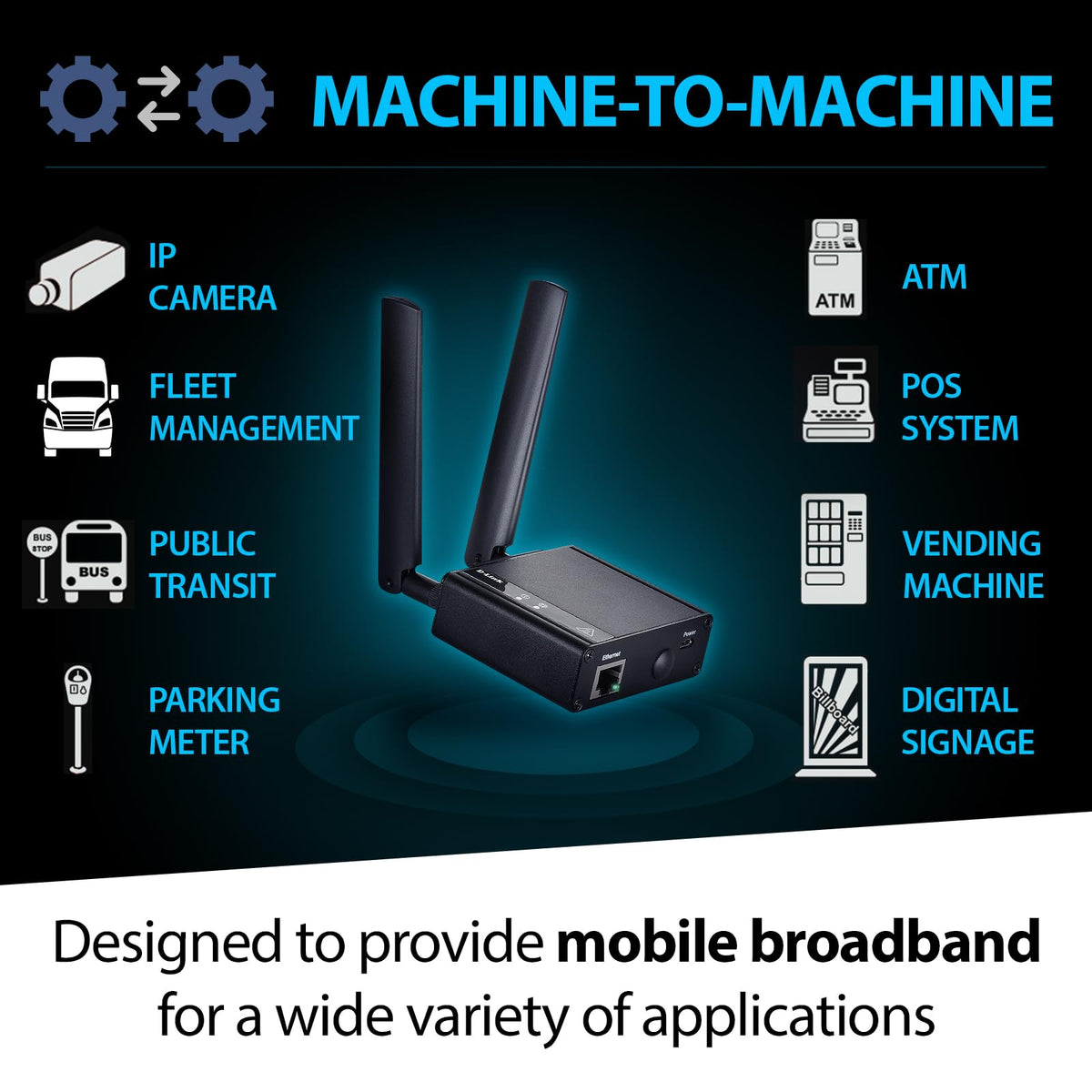 D-Link 4G LTE (Cat 4) to Gigabit Ethernet Modem/Bridge, Best for M2M Applications, Supports OpenVPN, Optional Enterprise Service Platform, Works on Verizon or AT&T (DWM-311-B1)