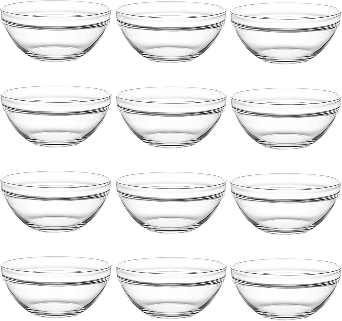 DABH4ND Small Glass Bowls for Cooking Prep, Clear Glass Bowls Perfect for Pre-measuring Spices for Cooking and Baking, Side Sauce Prep, Set of 12 (1.5 Fl Oz)