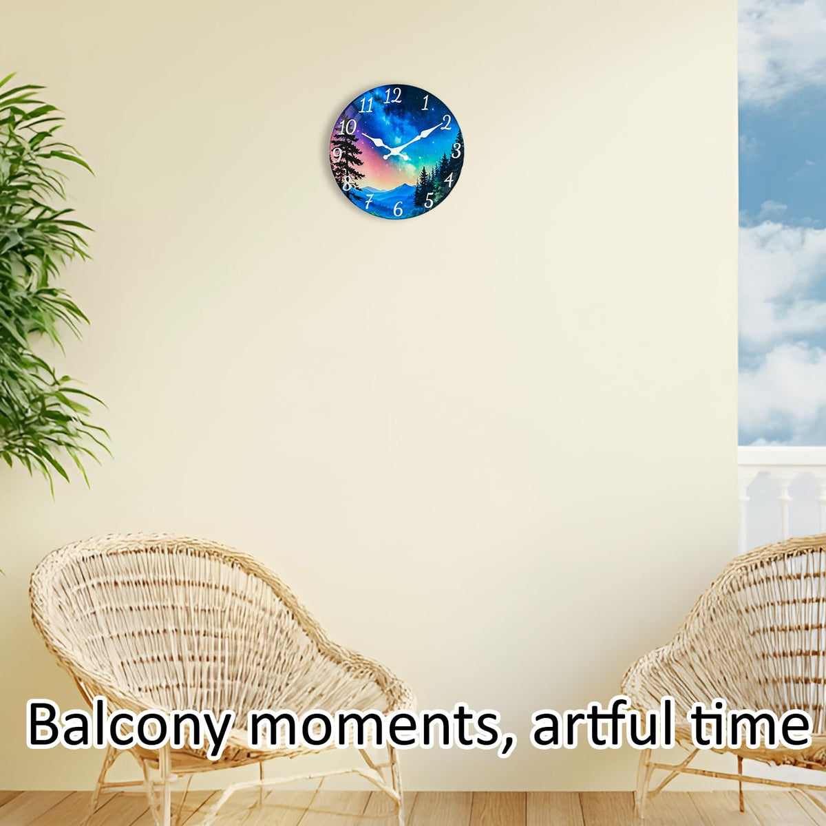 TGHHPC 12 Inch Wall Clocks Battery Operated - Premium Glass Silent Wall Clock, Unique Aurora Non Ticking Decorative Analog Clock for Bedroom Living Room Office Kitchen Gym Hotel Classroom Farmhouse