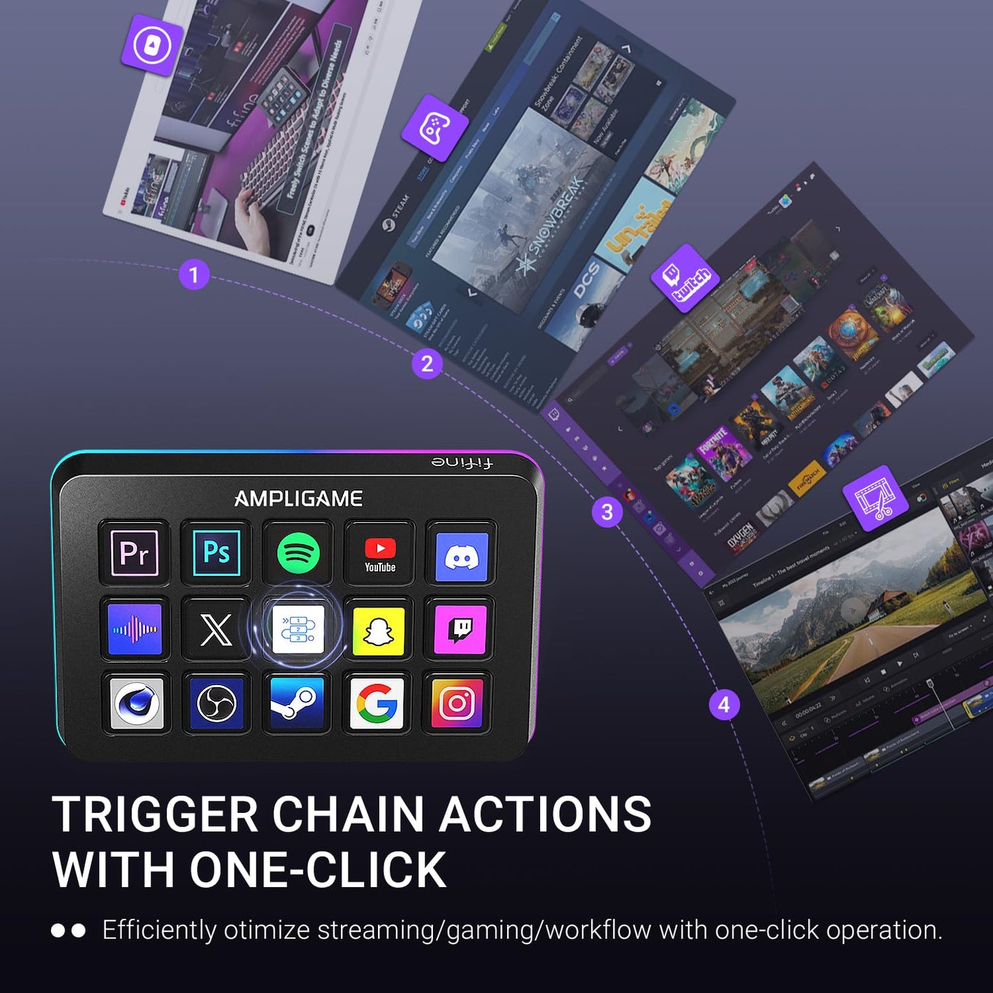 FIFINE AmpliGame Stream Controller with 15 Macro Keys, Streaming Keyboard with Trigger Actions in OBS/Twitch/YouTube/Streamlabs, Shortcut Buttons Keypad Works with Mac and PC-D6