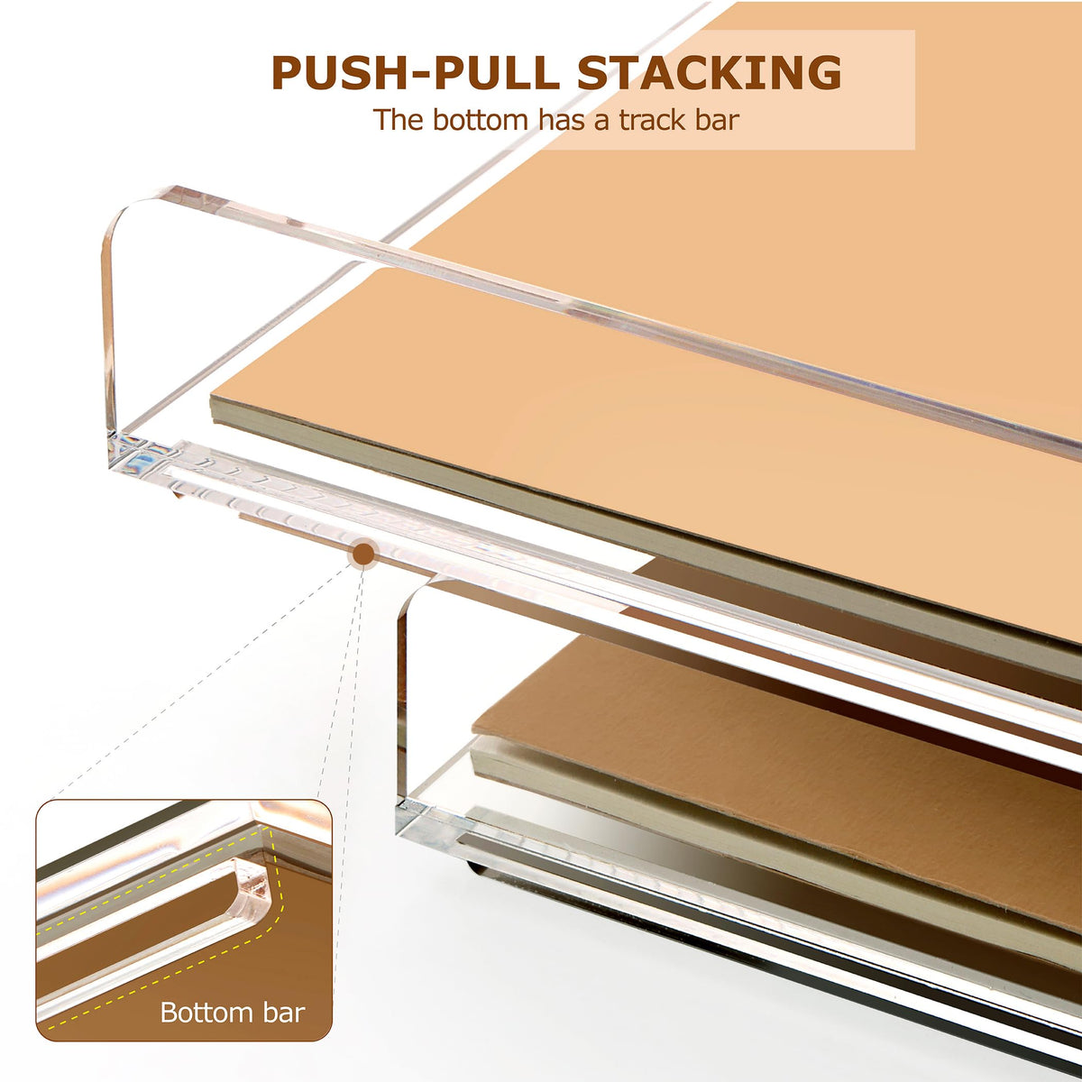 SANRUI 2 Tier Acrylic Stackable Paper Letter Tray, Vertical A4 File Desk Organizer and Accessories Sorter Tray, Clear Workspace Office Supplies Organizers, 12inx9.25inx3.42in