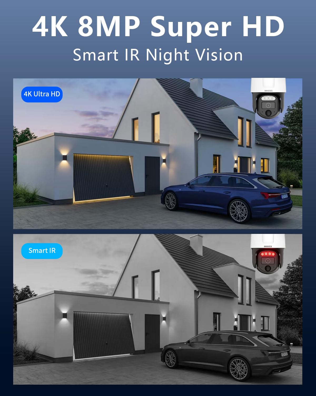 (2026 New) 4K PTZ Wired Outdoor Security Camera System, 8CH DVR with 1TB HDD, 4 Cameras, Remote Control, No Monthly Fee App, 122° Wide Angle, AI Human Detection, Audio Mic, IR Night Vision, Indoor