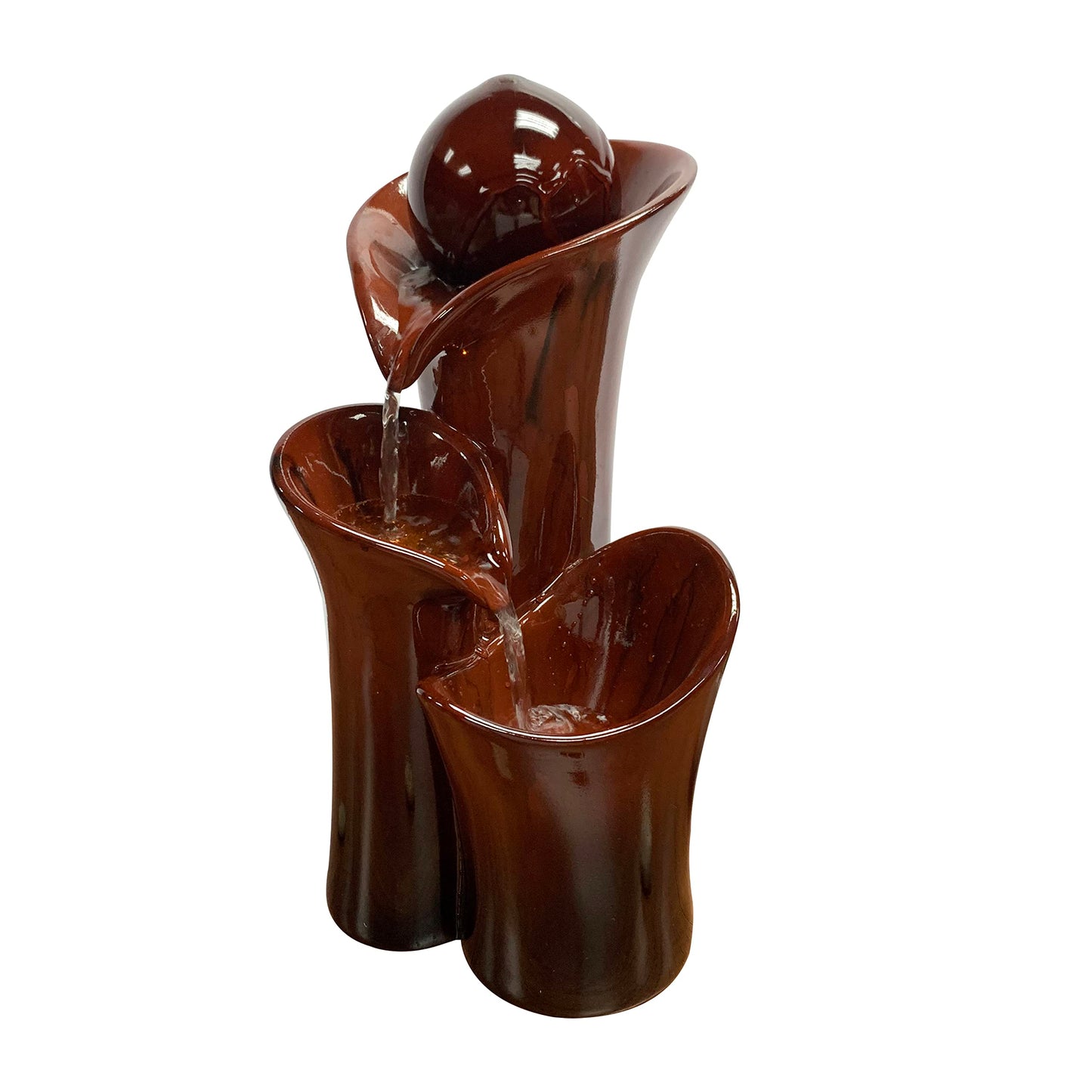 Nature's Mark 12.4" H Amber Ball Cascading Tabletop Water Fountain and LED Lights (Power Cord Attached)