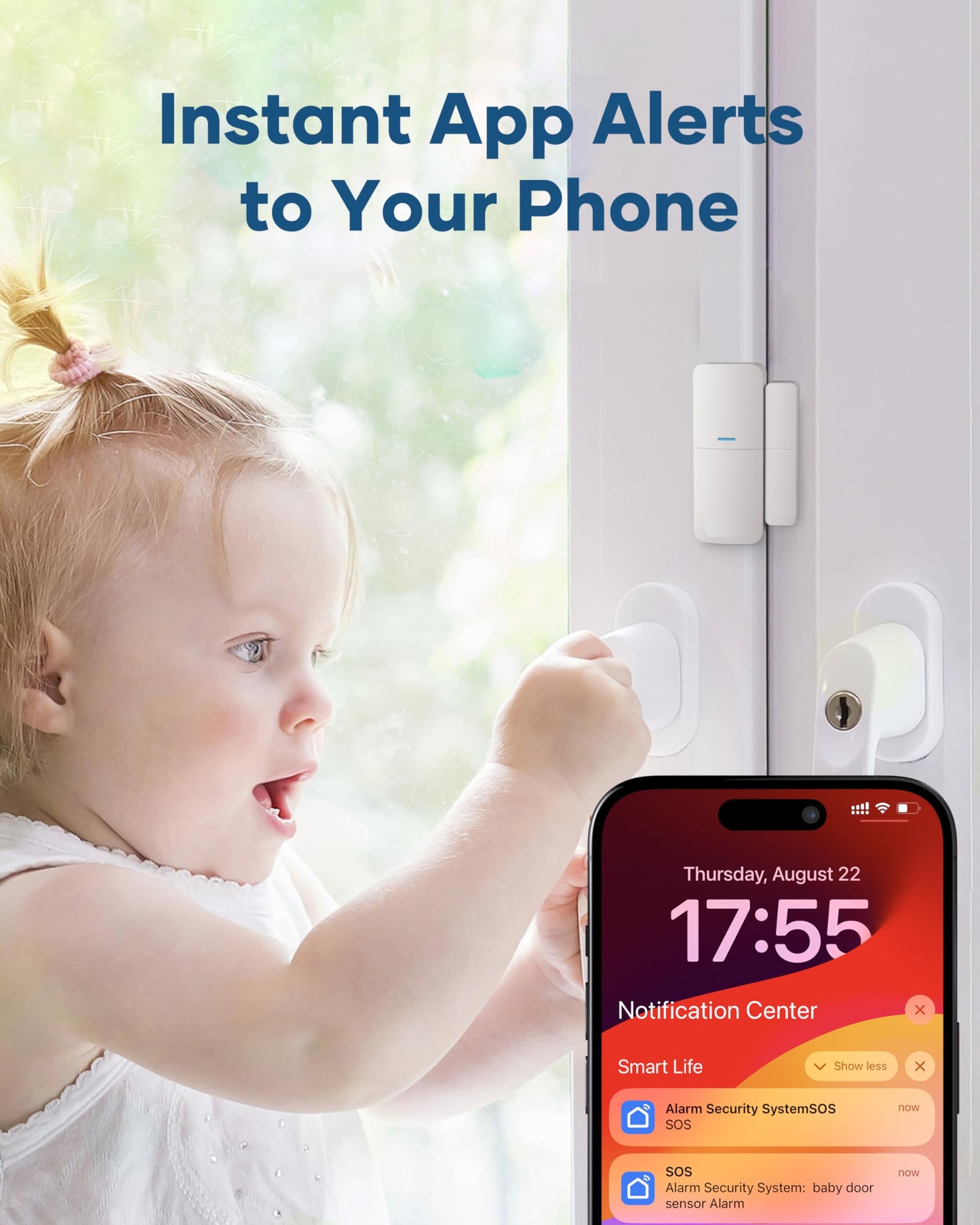 GRSICO 9-Piece Home Security System, WiFi Wireless Alarm System, 120dB Siren Alert, DIY Smart Security System for House and Apartment, Smart Life App Control, No Monthly Fee, 2.4GHz WiFi