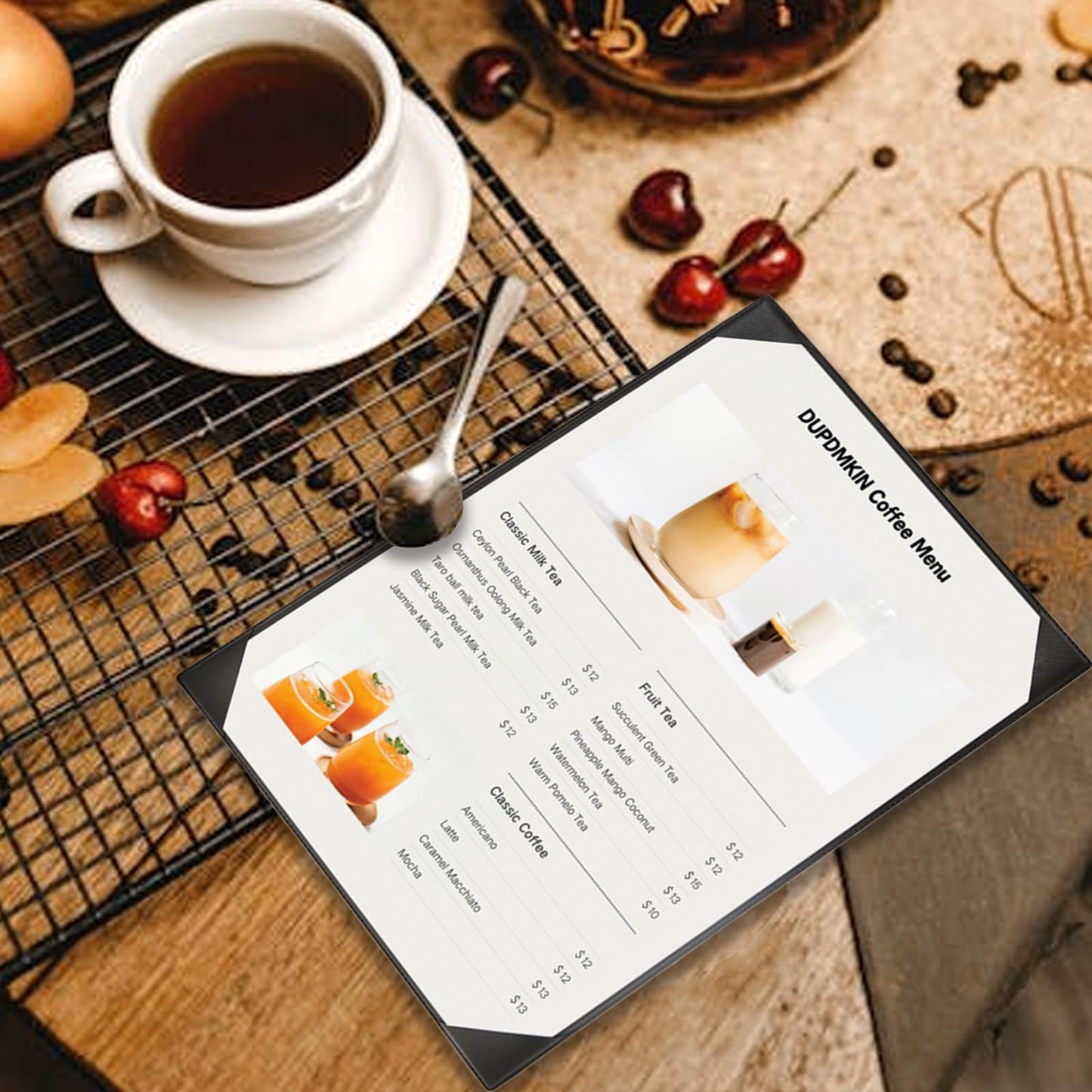 DUPDMKIN 12 Pack Menu Covers 8.5" x 11"， 1 View PU Leather Menu Holders, Restaurant Menu Covers for Wine List, Bar, Cafe, Coffee Shop