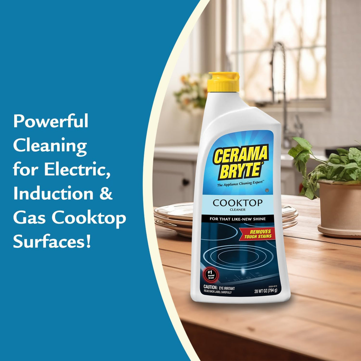 Cerama Bryte Removes Tough Stains Cooktop and Stove Top Cleaner for Glass - Ceramic Surfaces, 18 Ounces, 2 Pack