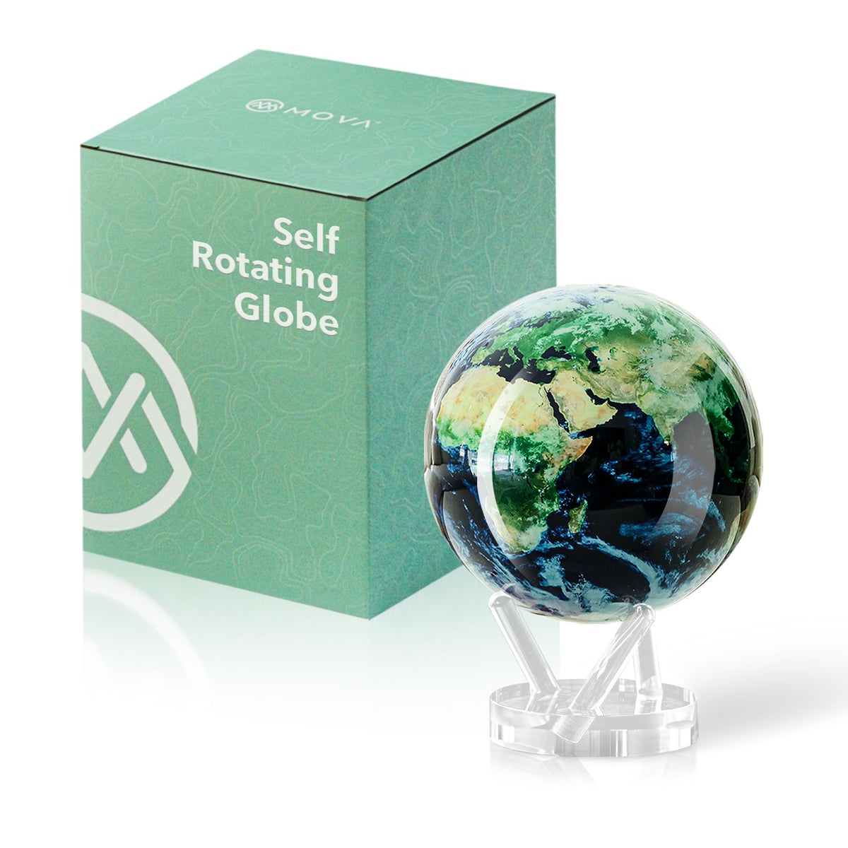 MOVA Globe - Earth with Clouds Prestige (8.5") | Self-Rotating Globe Powered by Light | Silent Motion, No Batteries or Wires | Unique Desk Decor or Gift for Space Lovers