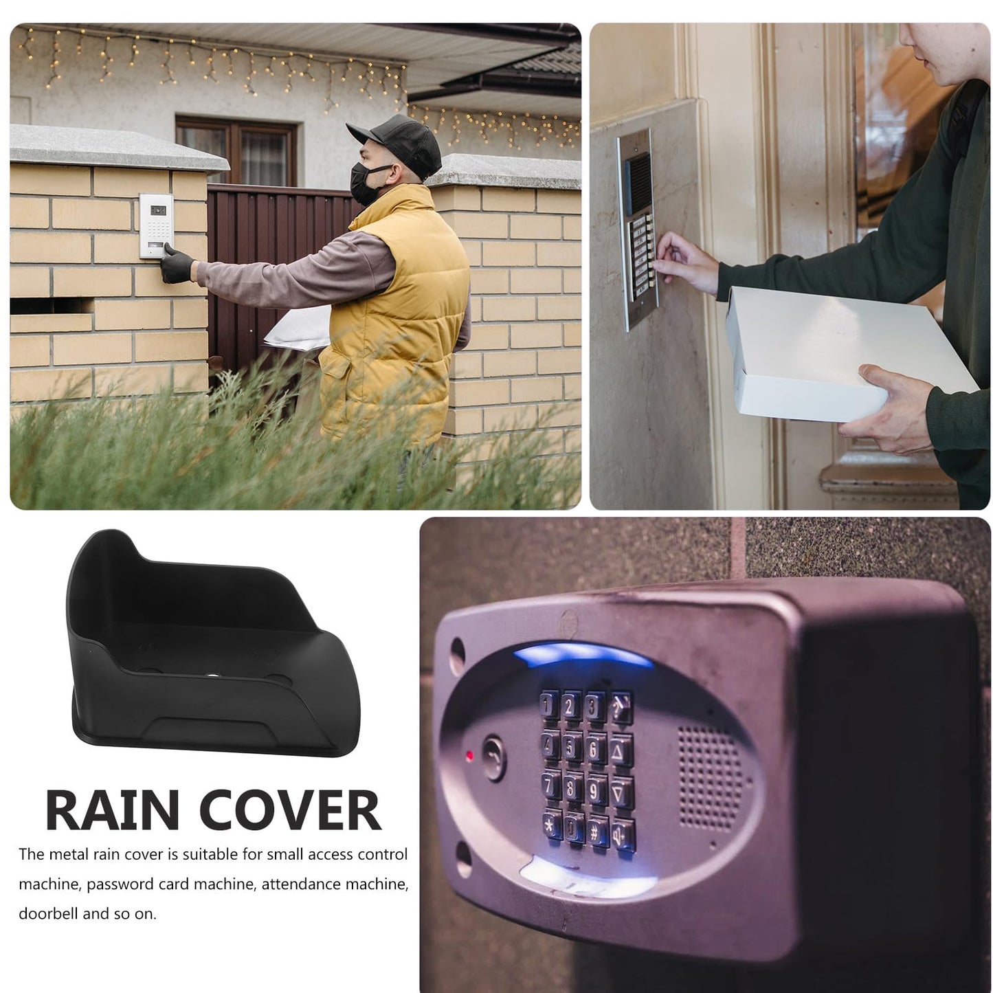FAVOMOTO Waterproof Doorbell Cover, Outdoor Plastic Doorbell Chime Protector Rainproof Door Lock Security System Shield For Attendance Machine Fingerprint Device