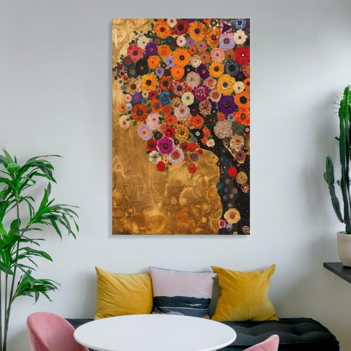 Gustav Klimt Tree of Life Flowers Canvas Printing Wall Art Prints Wall Decor Posters Floral Abstract Golden Bohemian Scandinavian Home Living Room Bedroom Office Gallery Gift 12x18inch(30x45cm)